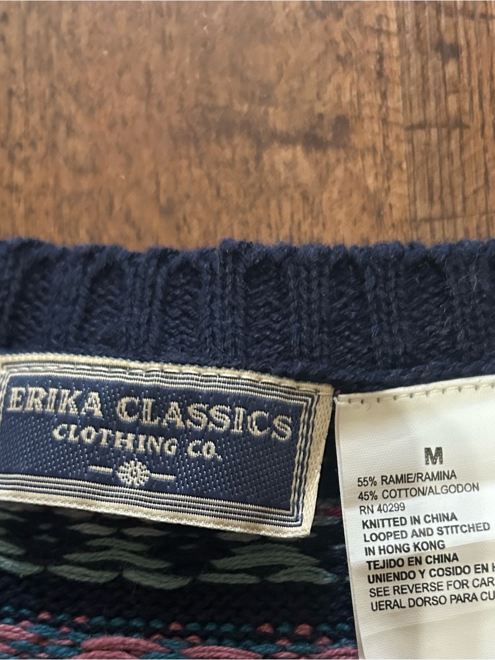 Erika Classics Navy Fair Isle Knit Vest with Pink & Teal Accents - Picture 3 of 3